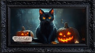 Frame TV Art | Halloween Mysterious Black Cat | Halloween Screensaver | TV Art Video
