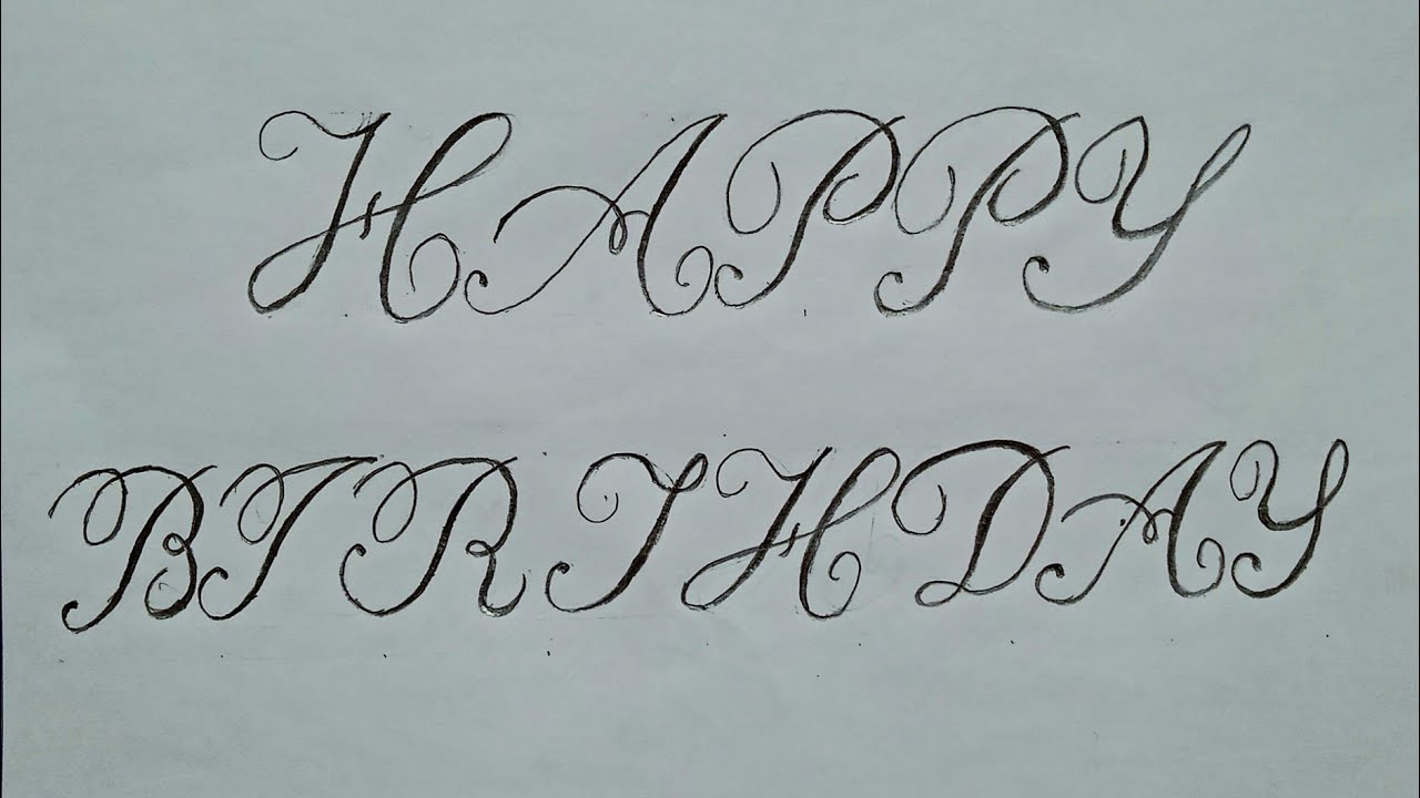 Happy Birthday Pencil Drawing // Happy Birthday Poster // Pen Script