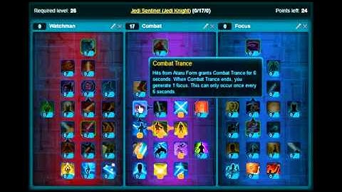 Jedi Knight Sentinel Leveling Build For SWTOR - Step By Step Point Allocation