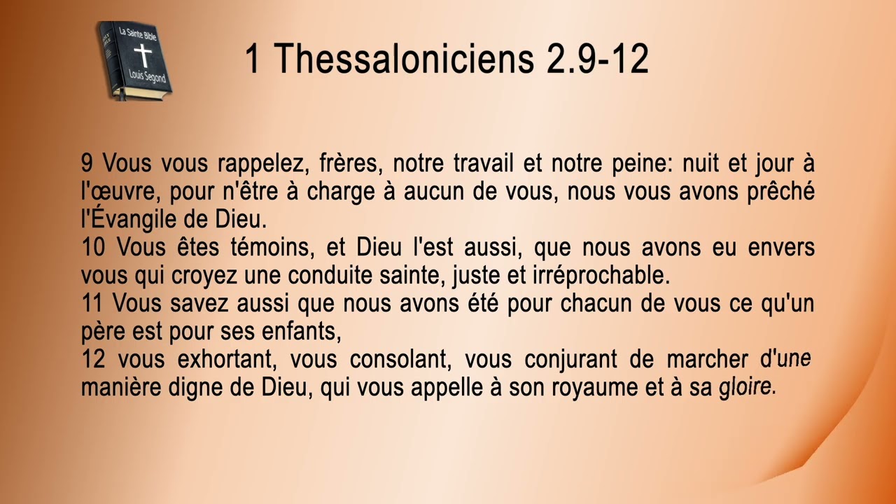 52 1re Épître aux Thessaloniciens Sg1910 ch 2 20251021