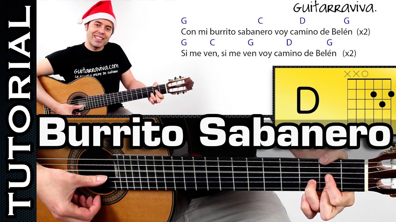 GUITARRA, como tocar villancico, Acordes, guitarra, burrito, toca, Sabanero, how to p...