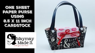 One Sheet of 8.5 by 11 Cardstock Paper Purse Valentine Treat Bag