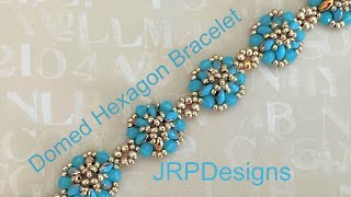 Domed Hexagon Bracelet, Superduo Beading tutorial @jrpdesignsbeading