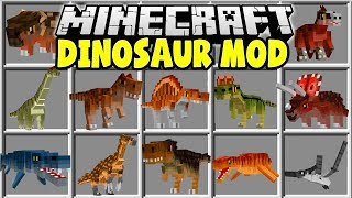 Minecraft DINOSAUR MOD | TRICERATOPS, TREX, STEGOSAURUS, VELOCIRAPTORS & MORE!! screenshot 4
