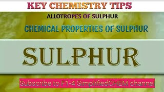 FORM 3: SULPHUR AND ITS COMPOUNDS ( Extraction, allotropes, properties of sulphur)