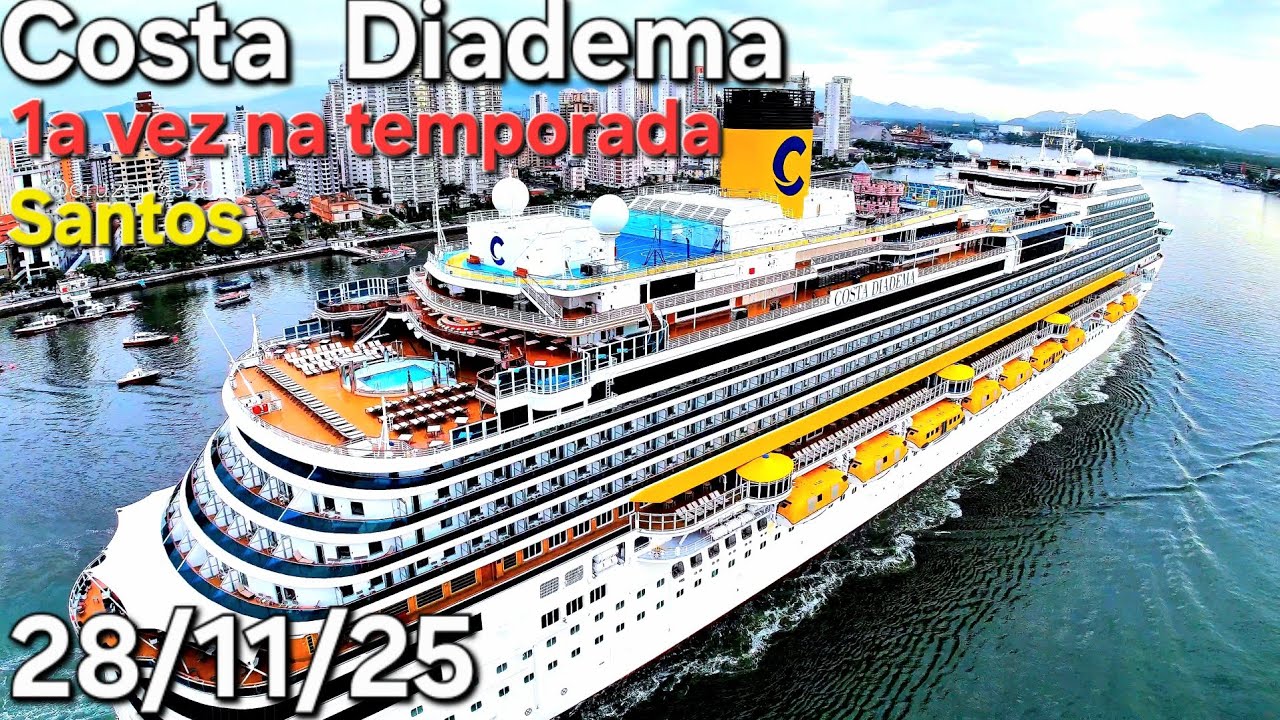 COSTA DIADEMA cruzeiro 28/11/25 primeira vez navio Brasil  @cruzeiros2025  google drone #ship