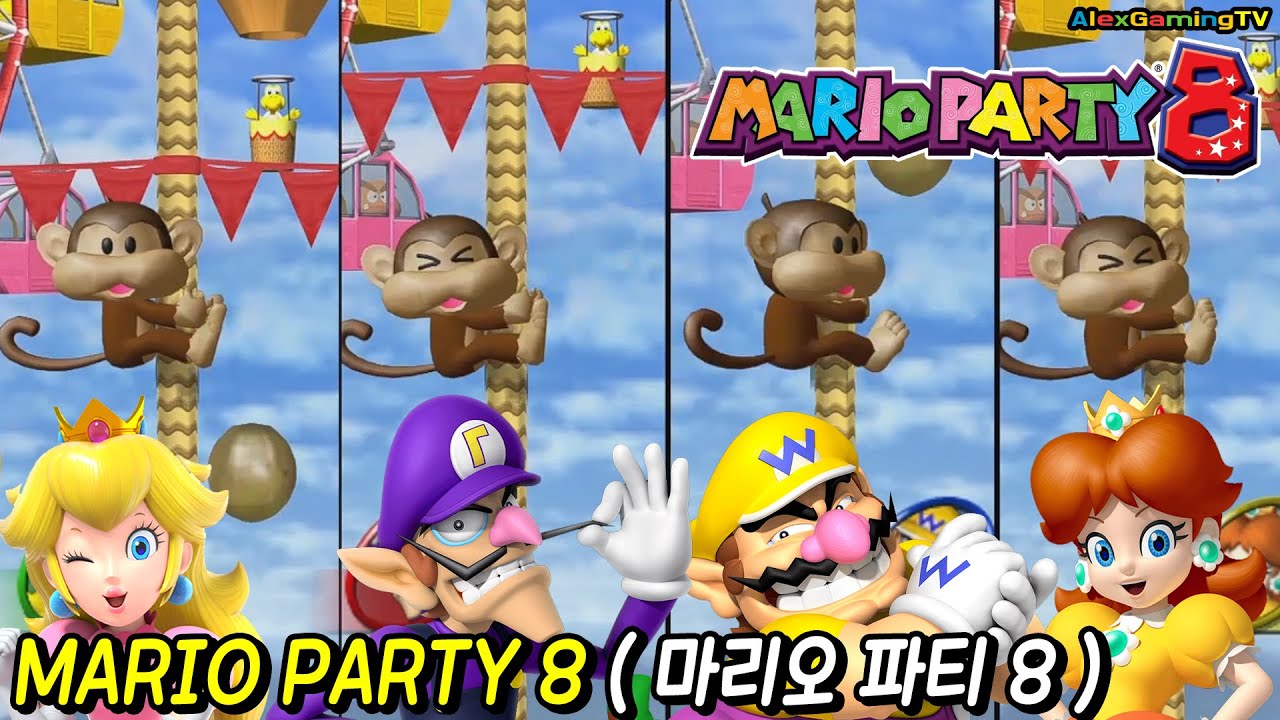 Mario Party 8 - Minigames Peach Waluigi Wario Daisy Mario Yoshi