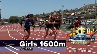 2022 TF - CIF-ss Prelims (D2) - 1600 Meters (Girls, 3 Heats)