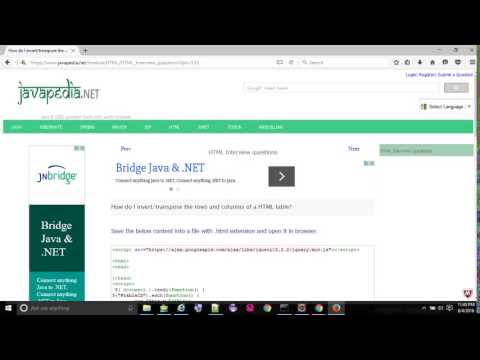 How do I invert/transpose the rows and columns of a HTML table? - javapedia.net