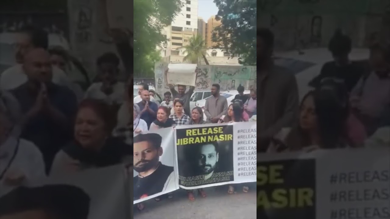 Protests for Jibran Nasir abduction outside Press club Karachi