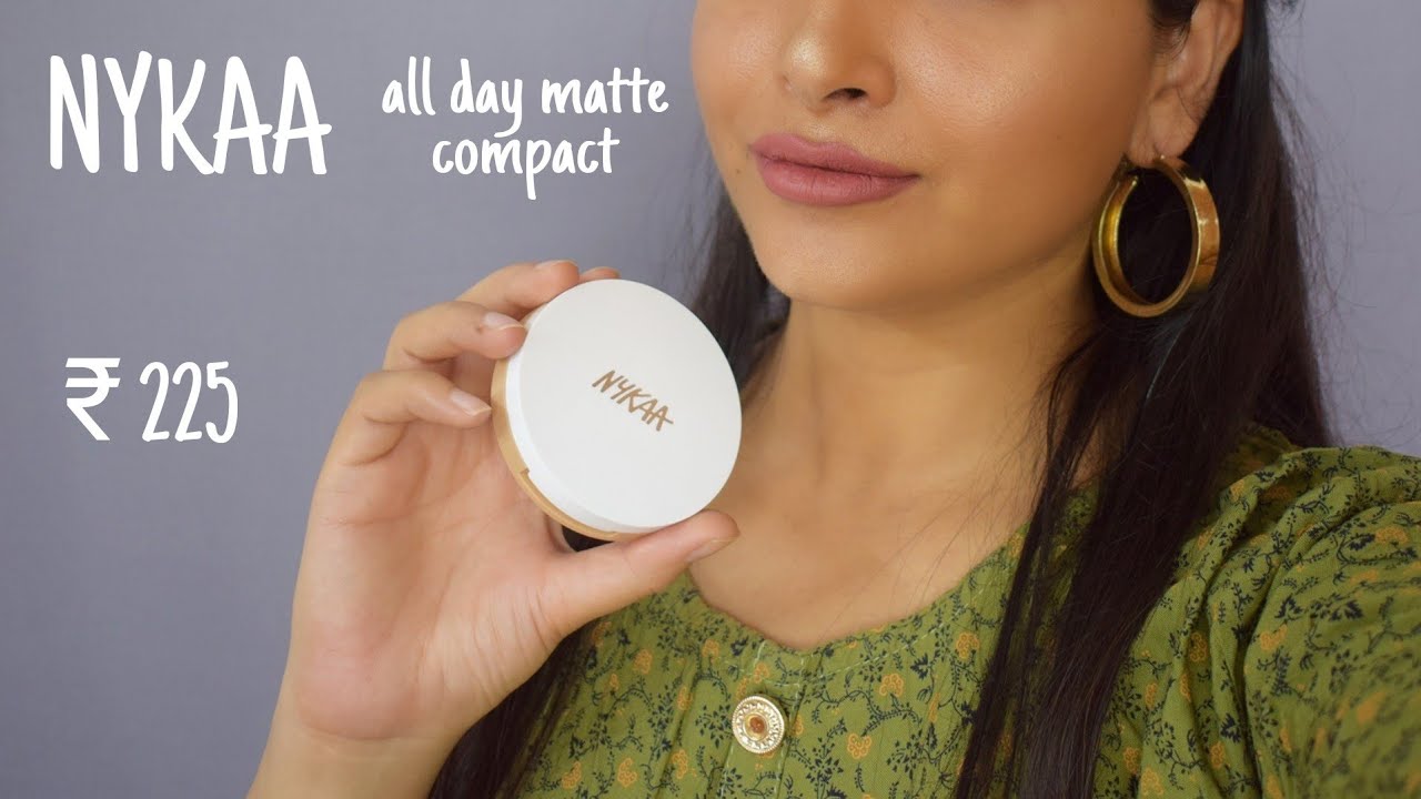 new NYKAA all day matte compact powder review & swatches how to use