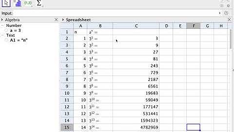 dynamic table in GeoGebra spreadsheet