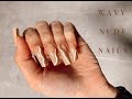 ♡ Wavy Nude Tapered Square Nails | Polygel At Home ♡