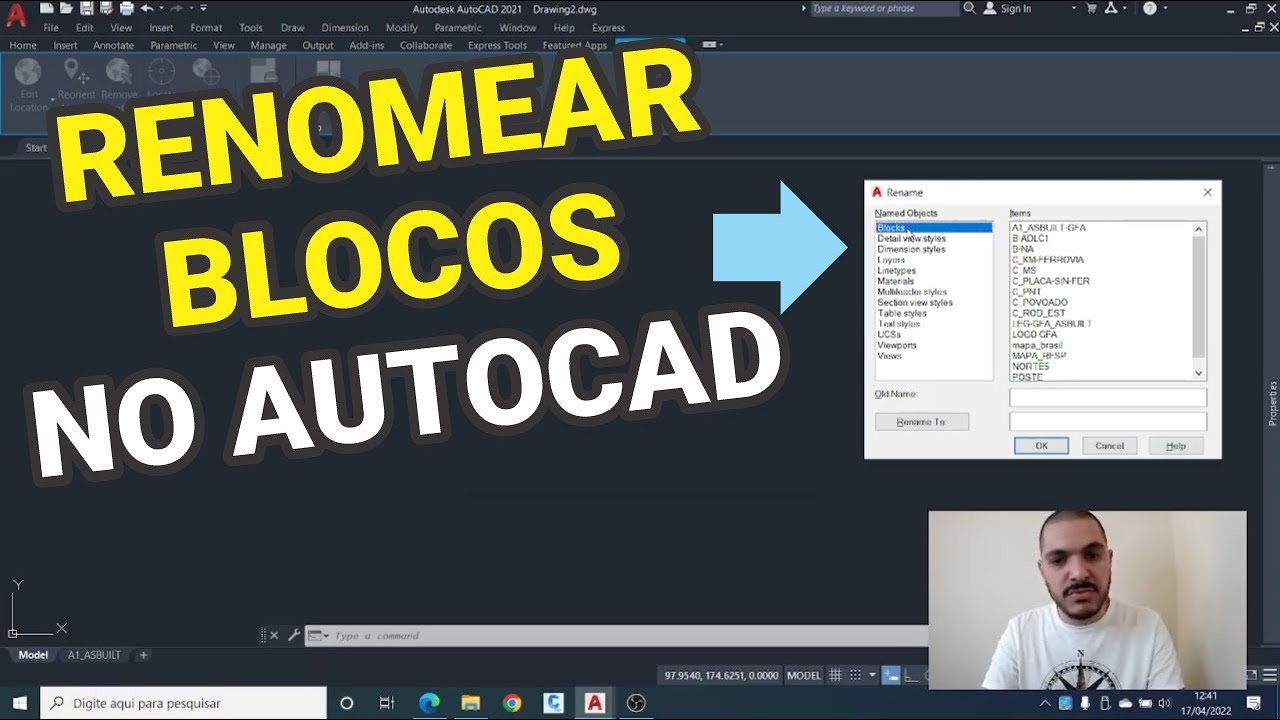 Como renomear um bloco no AutoCAD