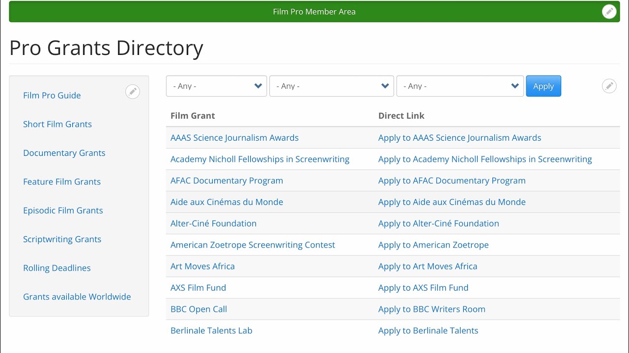 Film Grants Directory - YouTube