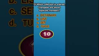 Which collection is ordered, changeable and allows duplicate members in python #shorts #python #quiz