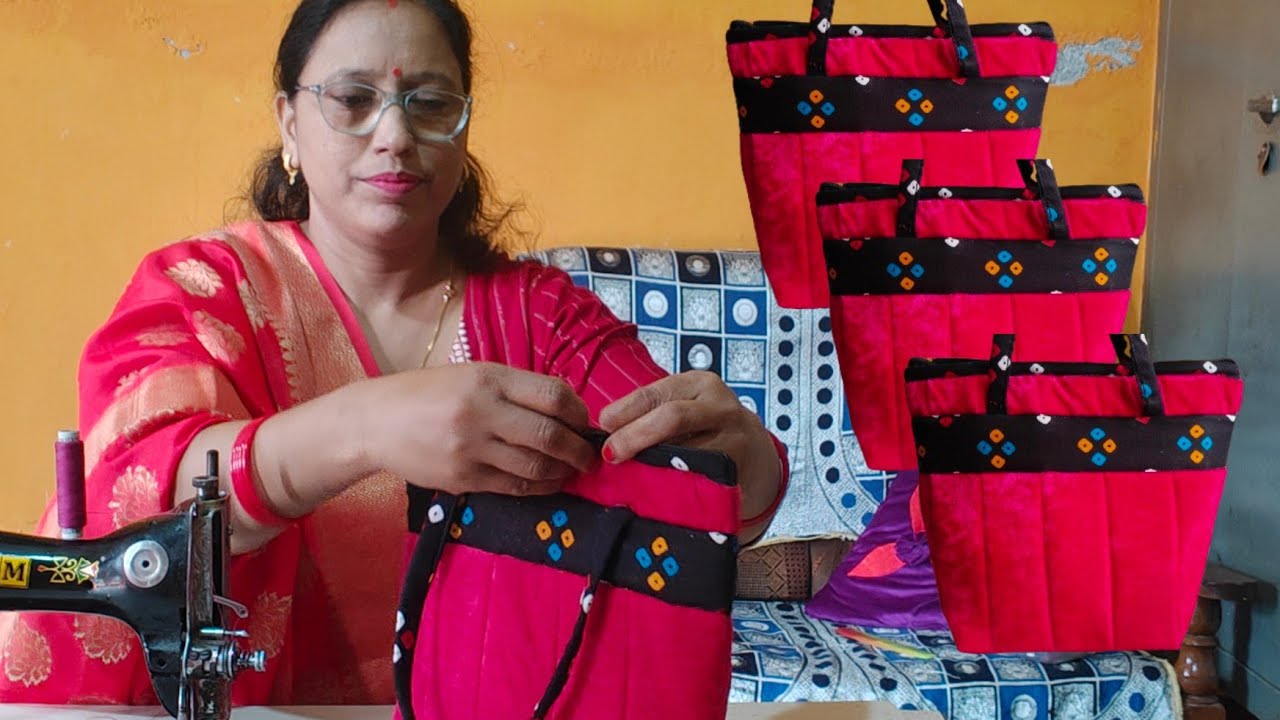 छोटी छोटी कपड़ों का खूबसूरत कमल  || The best way to make a handbag || Saras vlog