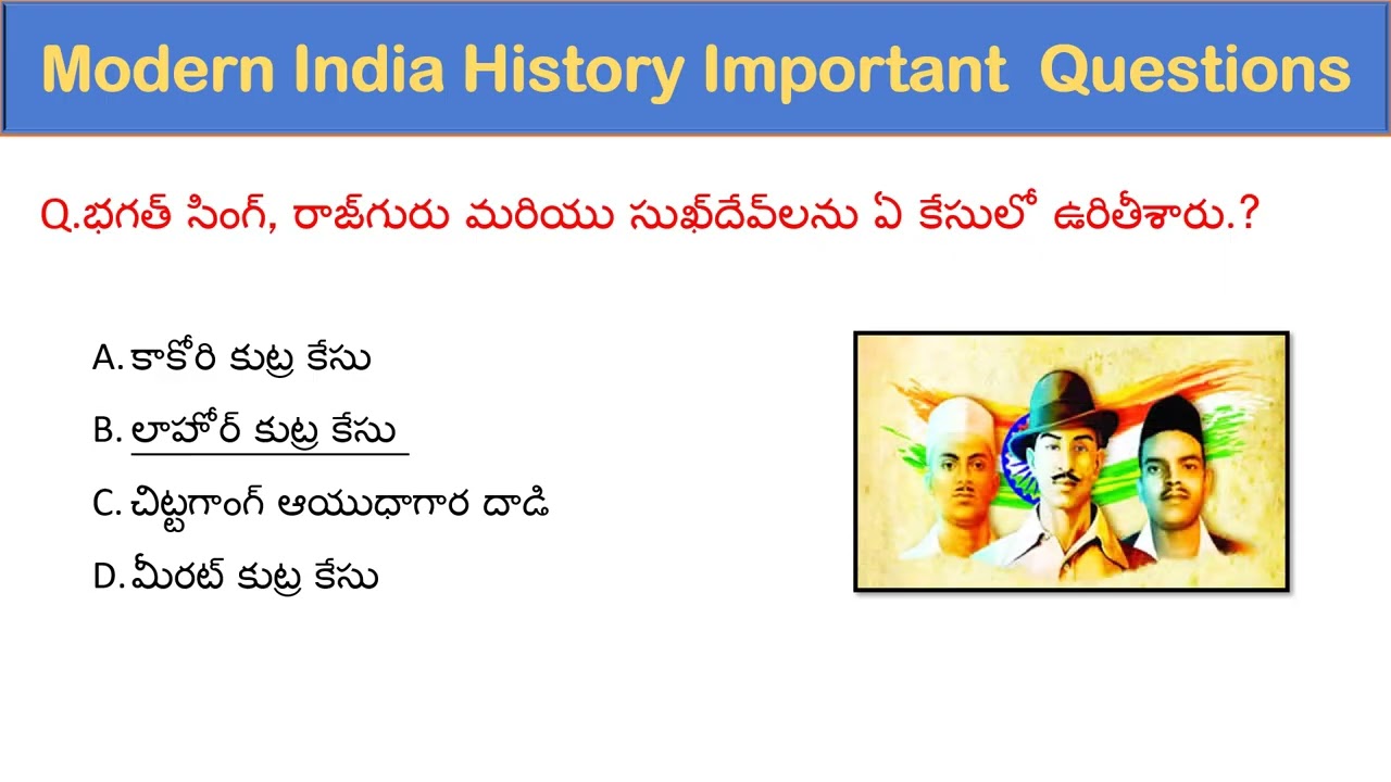 India Modern History Important Questions