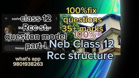 class 12 Rcc structure important questions set part-I|| Neb class 12 civil engineering||sushrut