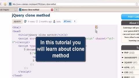 JQUERY Tutorial : jQuery clone method