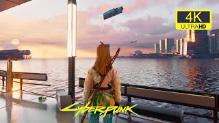 [4K]  Cyberpunk 2077  third person roaming | Take a walk in the seaside  | Photorealistic | DLAA
