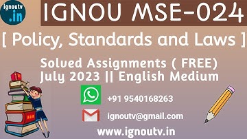 IGNOU MSE-024 Solved Assignment July 2023  [FREE] || IGNOU PGDIS || MSE-024 || IGNOU TV || IGNOU ||
