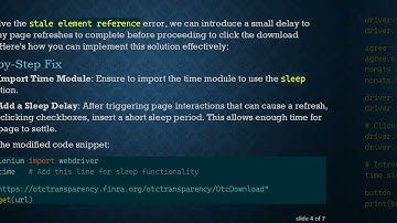 Resolving the stale element reference Error in Selenium by Understanding Page Refreshes
