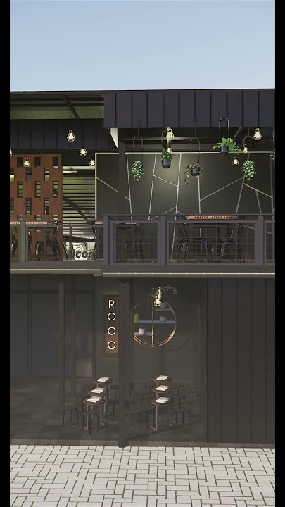 Desain cafe industrial, 2 lantai