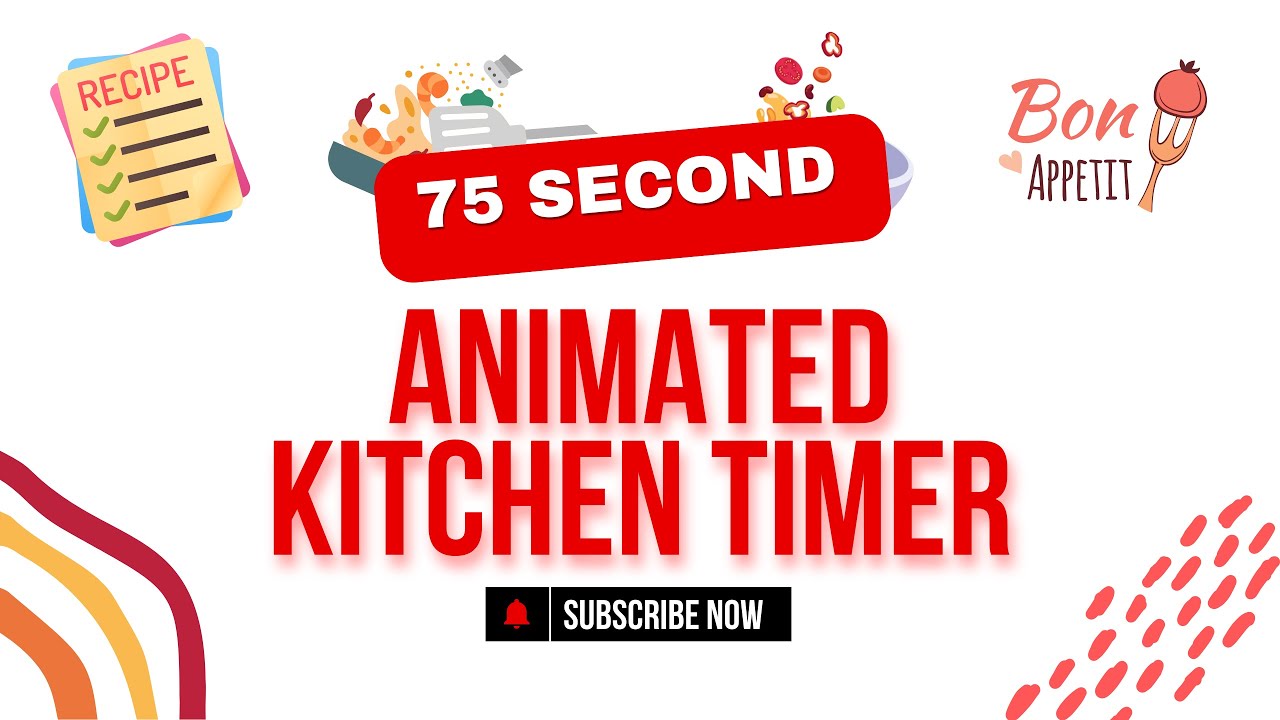 75 Seconds Cooking Timer | Animated Timer with Ticking Sound - YouTube