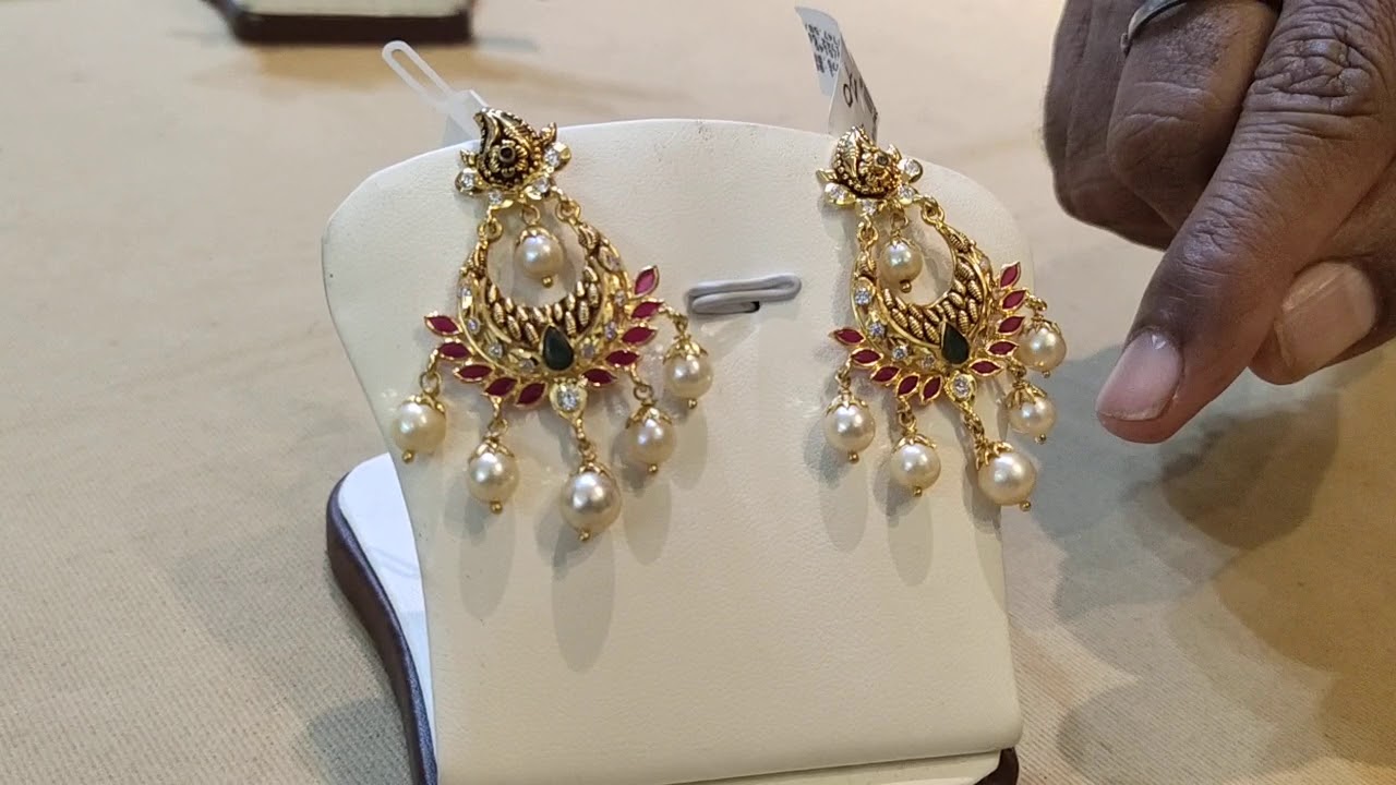 Light weight Gold Chandbali earrings  Art of Gold Jewellery Coimbatore