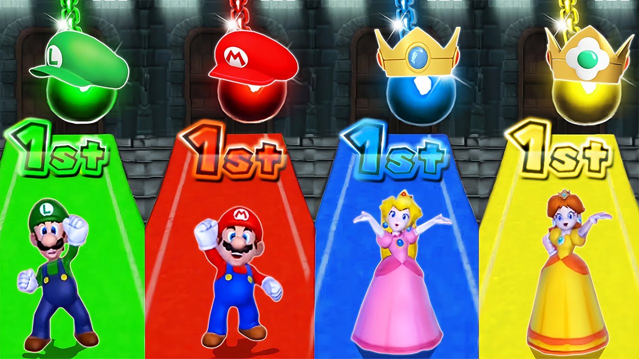 Mario Party 9 Minigames - Luigi Vs Mario Vs Peach Vs Toad (Master Difficulty)