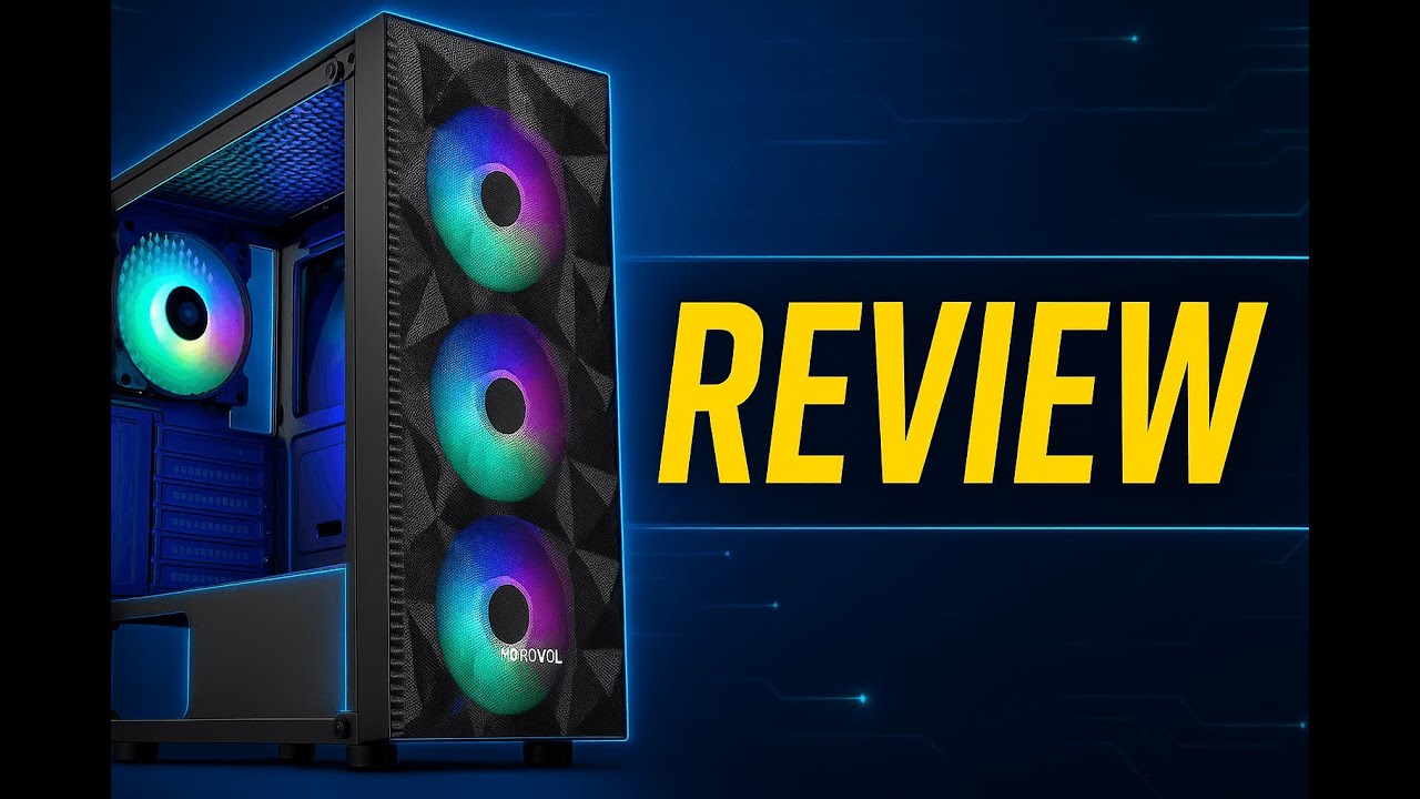Review - MOROVOL PC Case Pre-Install 4 RGB Fans, ATX Gaming Computer Case with Diamond-Sh