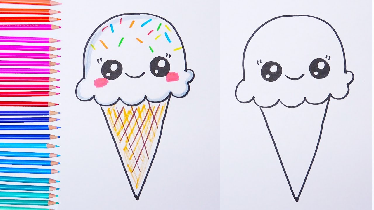 How to draw ICE CREAM Easy drawings - YouTube