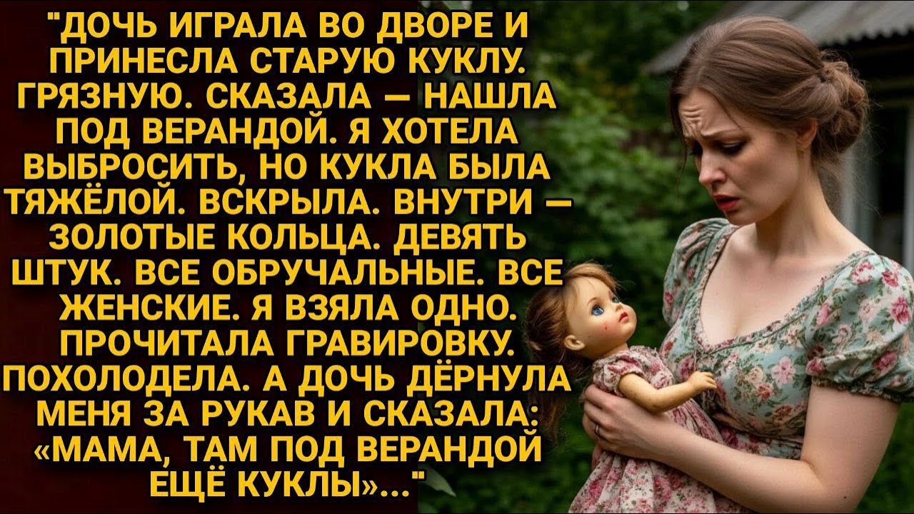Дочь нашла куклу под верандой. Внутри — 9 колец с чужими именами. Одно имя Даша знала слишком хорошо