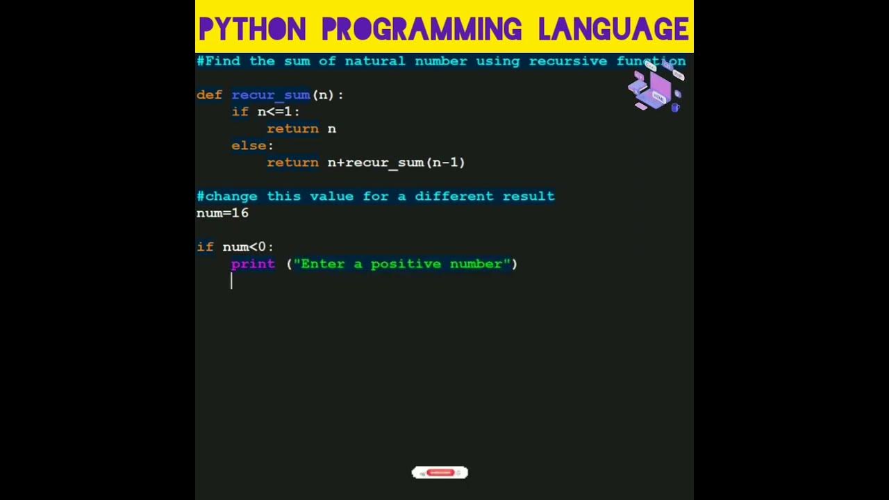 #python 84 To Find Sum of Natural Numbers Using Recursion In Python ...