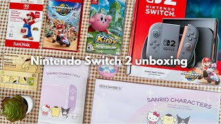 Nintendo Switch 2 (Mario Kart World Bundle) aesthetic unboxing + accessories 🌻🎮📦 ✨