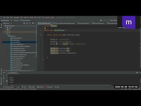 Java coding example on  '==' and equals Method