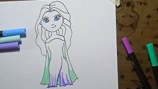 cómo dibujar a Elsa de frozen kawaii