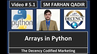 5.1 | Arrays in Python |#22 | #python #pythonprogramming #hindi #urdu #pythontutorial #array #arrays