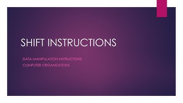Shift Instructions|Data Manipulation Instructions|Computer Organization