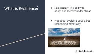 Module 3 Building Resilience : Tools to Prevent Burnout