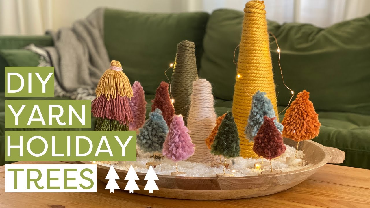 How to Make the Prettiest DIY Yarn Christmas Trees - Bluesky at Home