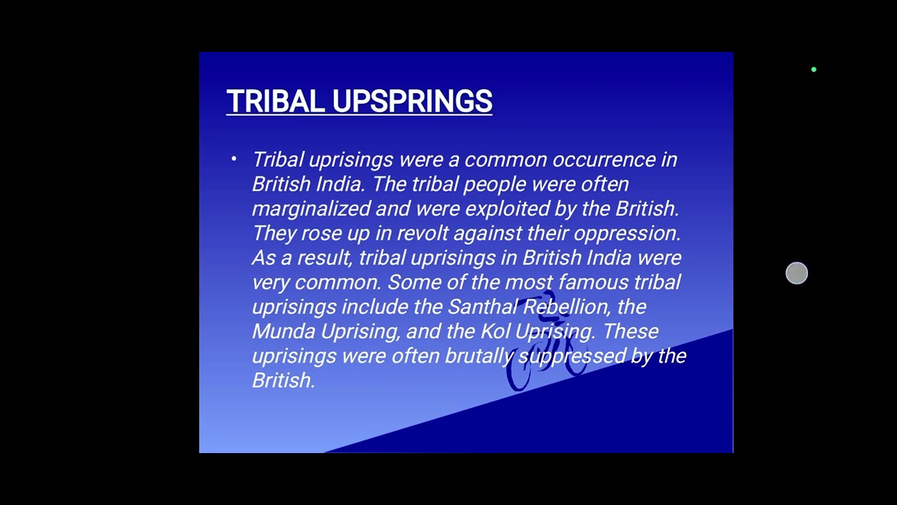 role of tribal uprising in freedom struggle
