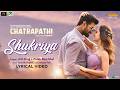 Shukriya (Lyrical Video) | Chatrapathi | Ash King, Palak Muchhal | Tanishk Bagchi