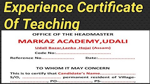 Experience Certificate Format ||How to Write Experience Certificate of teaching in English ||
