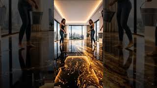Would you walk on this Black Metallic Floor 🖤 #EpoxyFloor #epoxyresin #epoxy #interiordesign #inter
