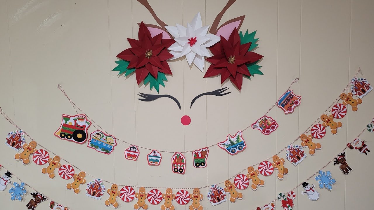 Diy simple christmas party decoration / Diy unicorn reindeer / Diy christmas banner idea