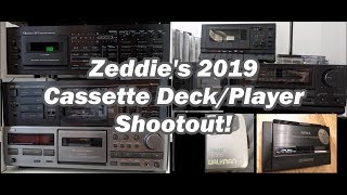 Zeddies 2019 Cassette Deck/Player Shootout!
A little over a year ago, I made a video comparing 3 different cassette decks. Each one represented different price ranges - low end (Optimus SCT-86), entry level (Aiwa AD-R40), and mid-high range (JVC TD-V661).
Since then I bought more decks and other players. Theres too many to choose, but the big dogs Ive been featuring in my videos havent been properly compared, so lets fix that!
Let me know in the comments about what differences you hear, which you thought sound best, and which decks actually surprised you in a good or bad way. My thoughts in the comments pinned below.
If you want to skip to the test clips, go to 6:20
Notes:
Recorded with Audacity at 24-bit 96 kHz saved in lossless FLAC.
100% line input level. No digital amplification except as noted below.
Digital amplification done with Audacity to match levels with other decks.
Digital Recording Equipment:
Integrated audio built into Asus Zenith Extreme
ESS SABRE9018Q2C - 113 dB SNR input
https://www.asus.com/us/Motherboards/ROG-ZENITH-EXTREME/
Cassette:
1989 BASF Chrome Maxima II (NOS-see previous videos of unwrap)
Overwatch Soundtrack
Recorded on Nakamichi ZX-7 without noise reduction at up to 0 db
Cassette Decks/Portables Tested:
Nakamichi ZX-7 - 1981 - ($1000-$1300) (+3.8 db digital amplification)
Nakamichi RX-202 - 1982 - ($160-$300) (+3.8 db digital amplification)
JVC TD-V661 - 1993 - ($150-$220) (+3.8 db digital amplification)
Aiwa AD-R40 - 1989 - ($10-$60)
Optimus SCT-86 - 1990 - ($10-$55)
Aiwa HS-PC202 mIII - 1990 (?) - ($90-$130)
Sony WM-FX141 - 1999 - ($5-$20)
Price ranges as of September 2019 based on eBay, thrift store finds, and Facebook Market listings, etc.
To download the FLAC files so you can compare for youself, download them here:
https://drive.google.com/open?id=1EtV8FOjXOyjOK5Fd5XFlz-rmeQ5s8cgT
My first deck comparison here:
https://youtu.be/HH_nkKRvNuQ Zeddies 2019 Cassette Deck/Player Shootout!