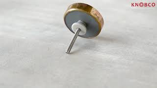 NTSHK 002 Round Black and white Flower Brass and Wood Drawer Knobs