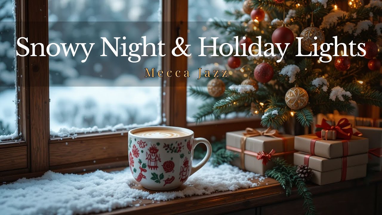 Cozy Christmas Window Ambience ❄️ Warm Coffee, Snowfall & Soft Holiday Lights | Relax, Study, Sleep